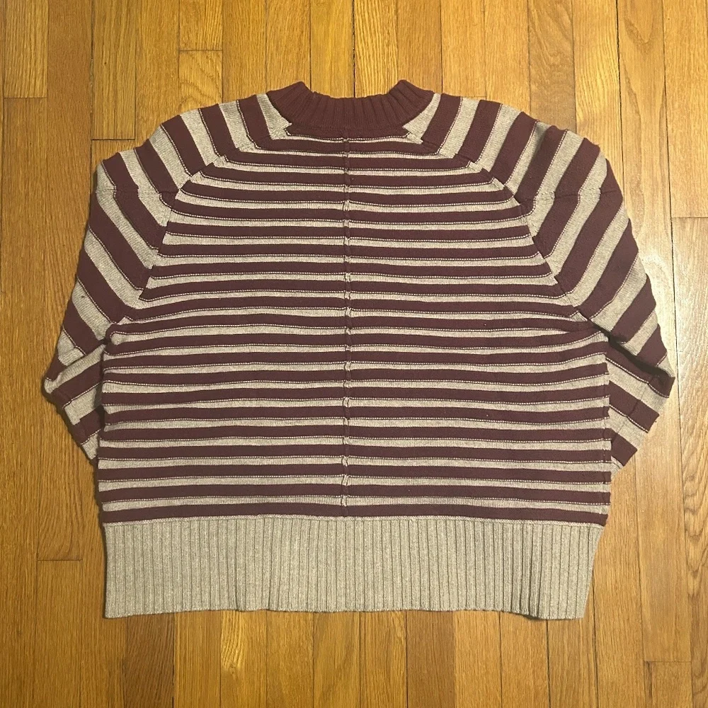Maeve Anthropologie Pink & Tan Striped Chunky Sweater Women’s L - Picture 6 of 6